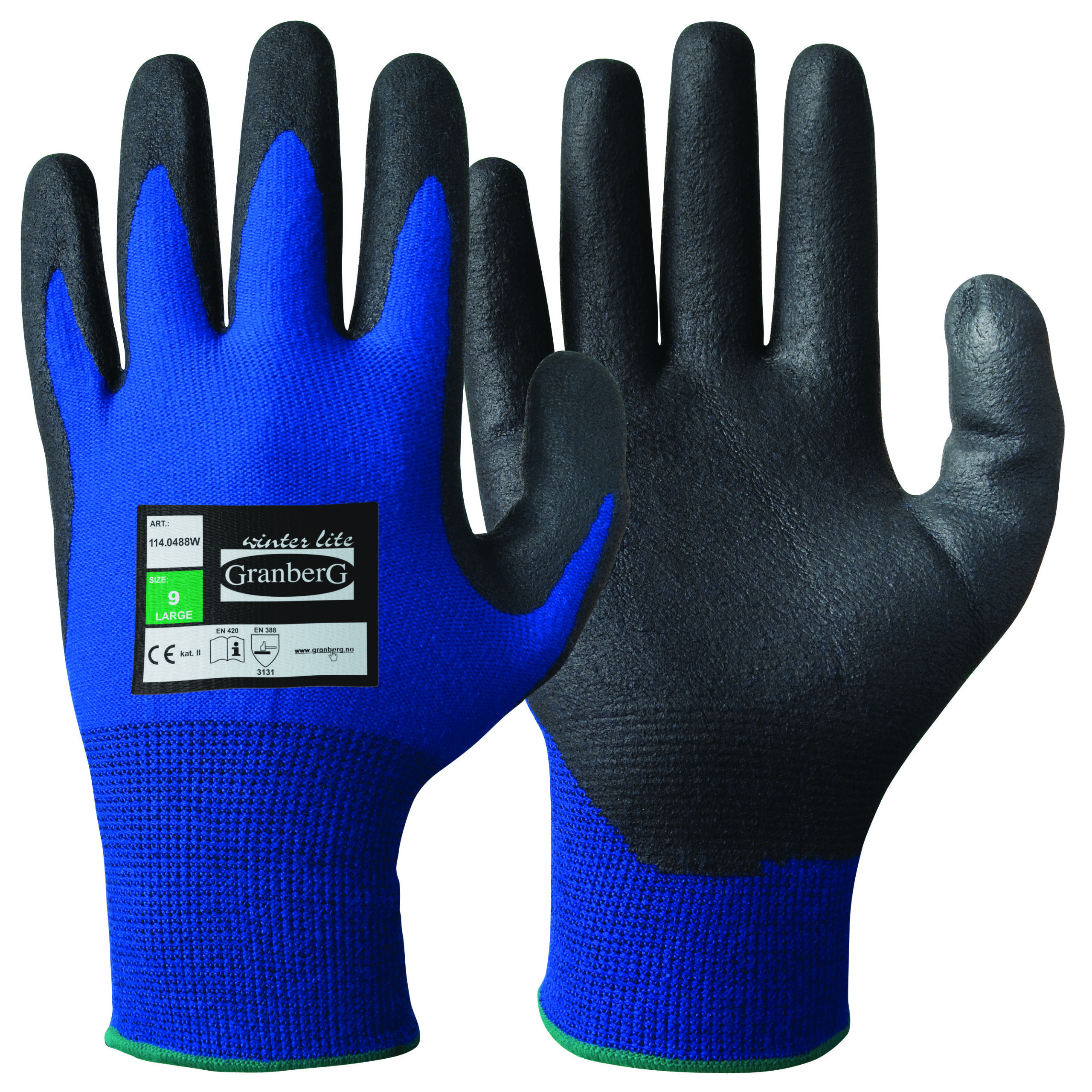 hanske montering vinterforet,nitrilbelagt - str 9