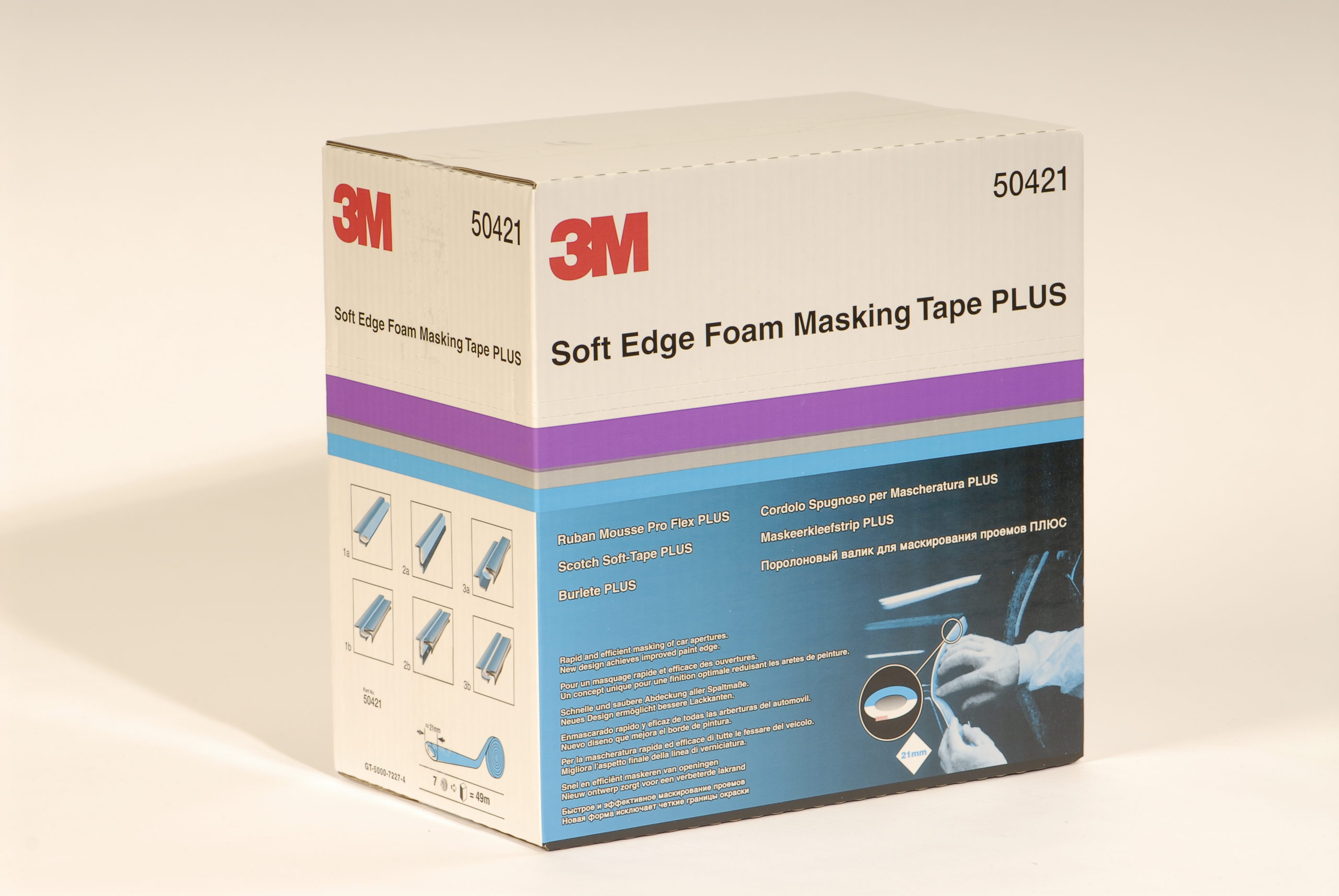 3M 50421 Premium kantmaskering, hvit og blå ,21 mm x 49 m,