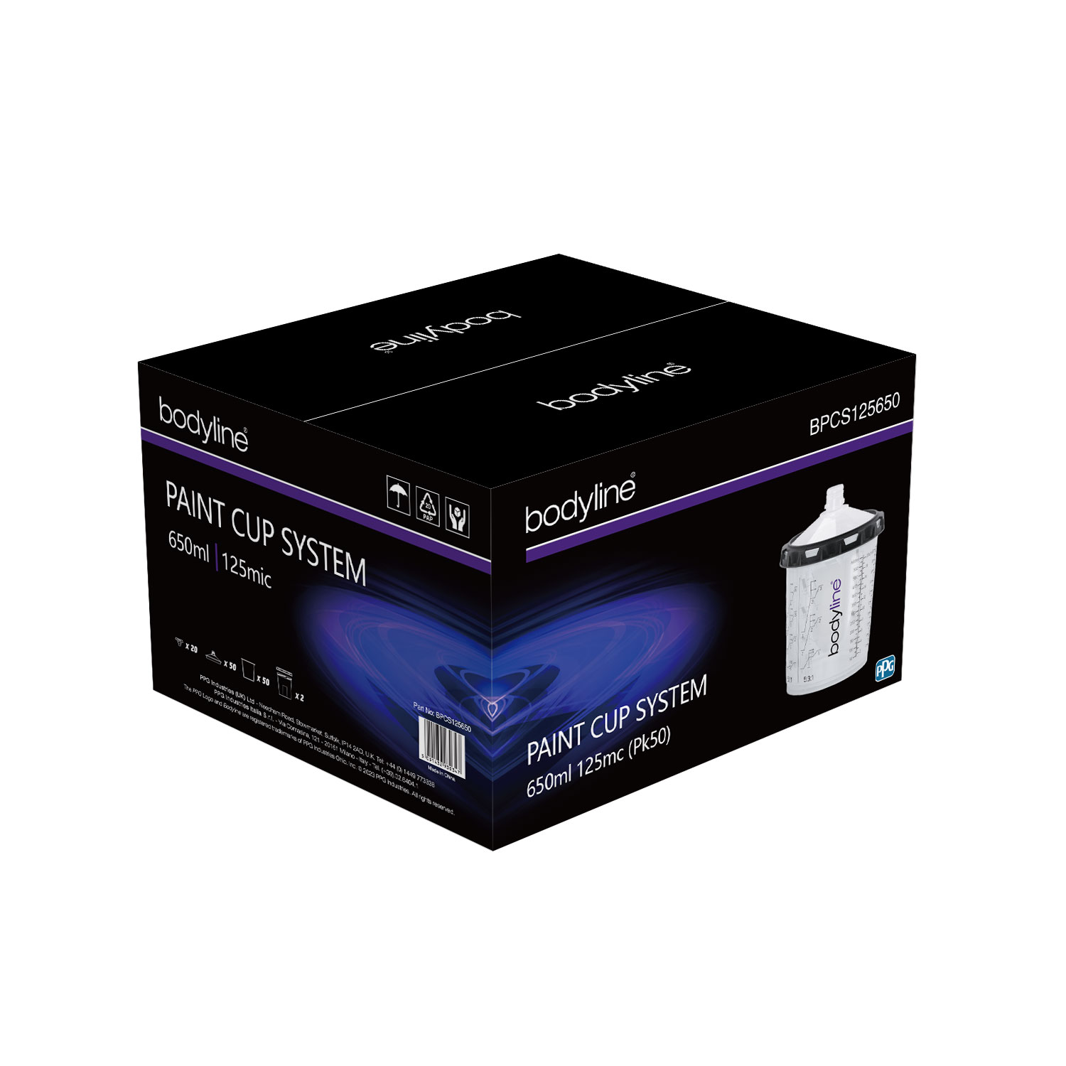 Bodyline Paint Cup System 650ml 125mc (Pk50)