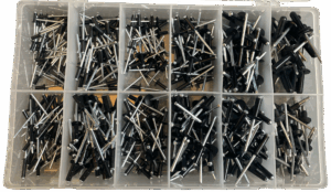 Sortiment Blindnagle svart. 390-deler