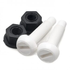 Skiltplateskrue plast M6x25mm Hvit m/mutter  100-pk