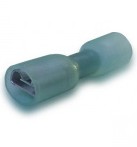 Kabelsko Blå Flatstifthylse m/krymp Helisolert 6.3mm 25-pk