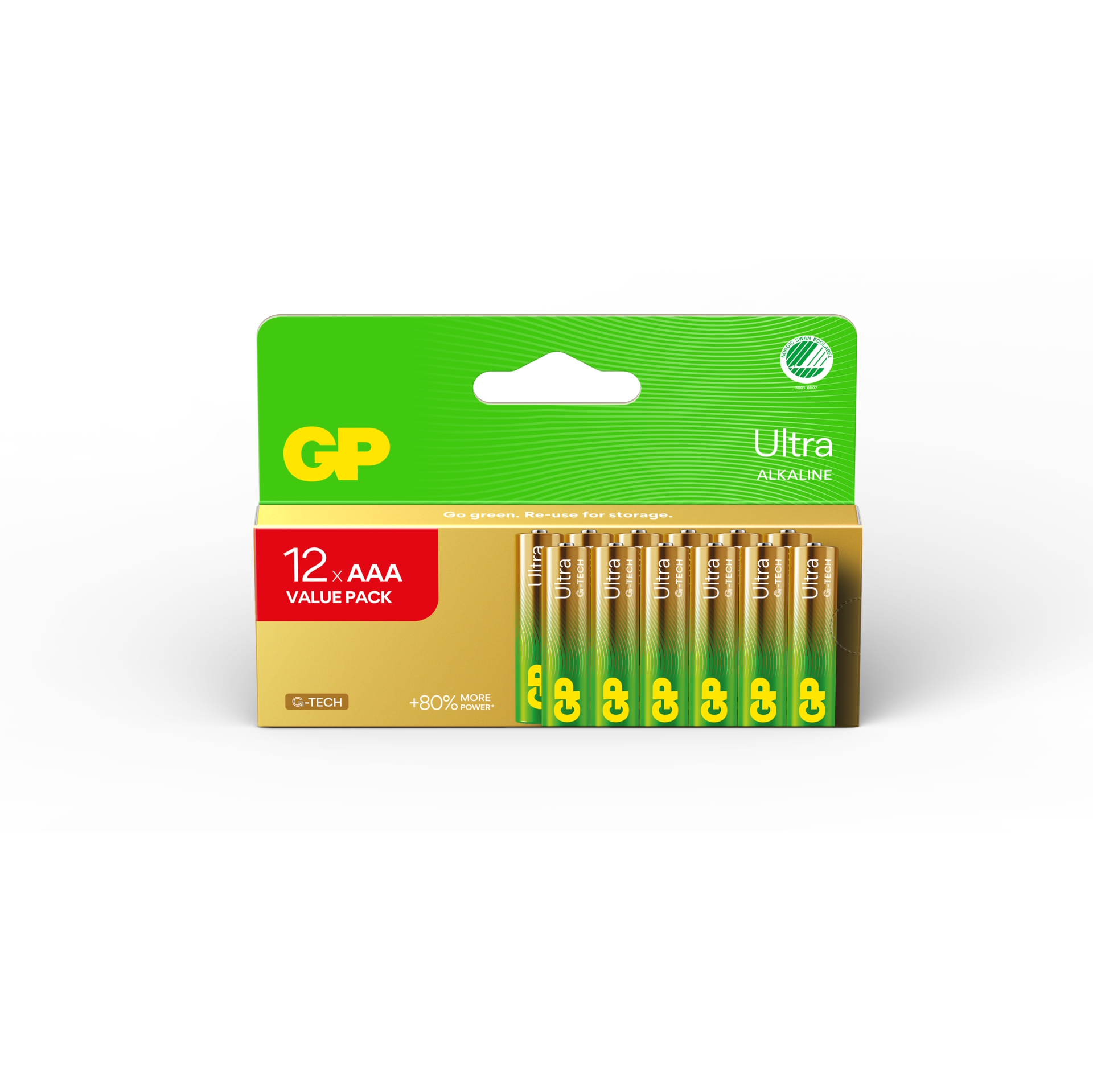 GP Ultra G-Tech Alkaline AAA-batteri, 24AU/LR03, 12-pk