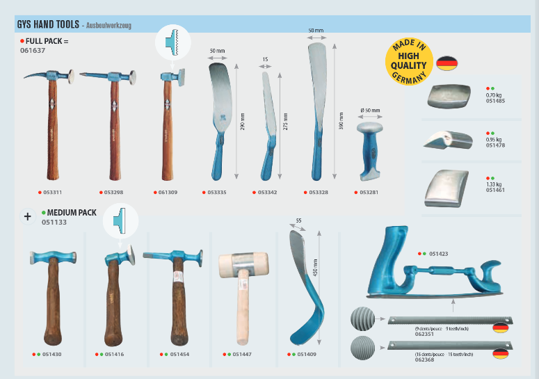 GYS COMPLETE SET OF DENT PULLING HAND TOOL