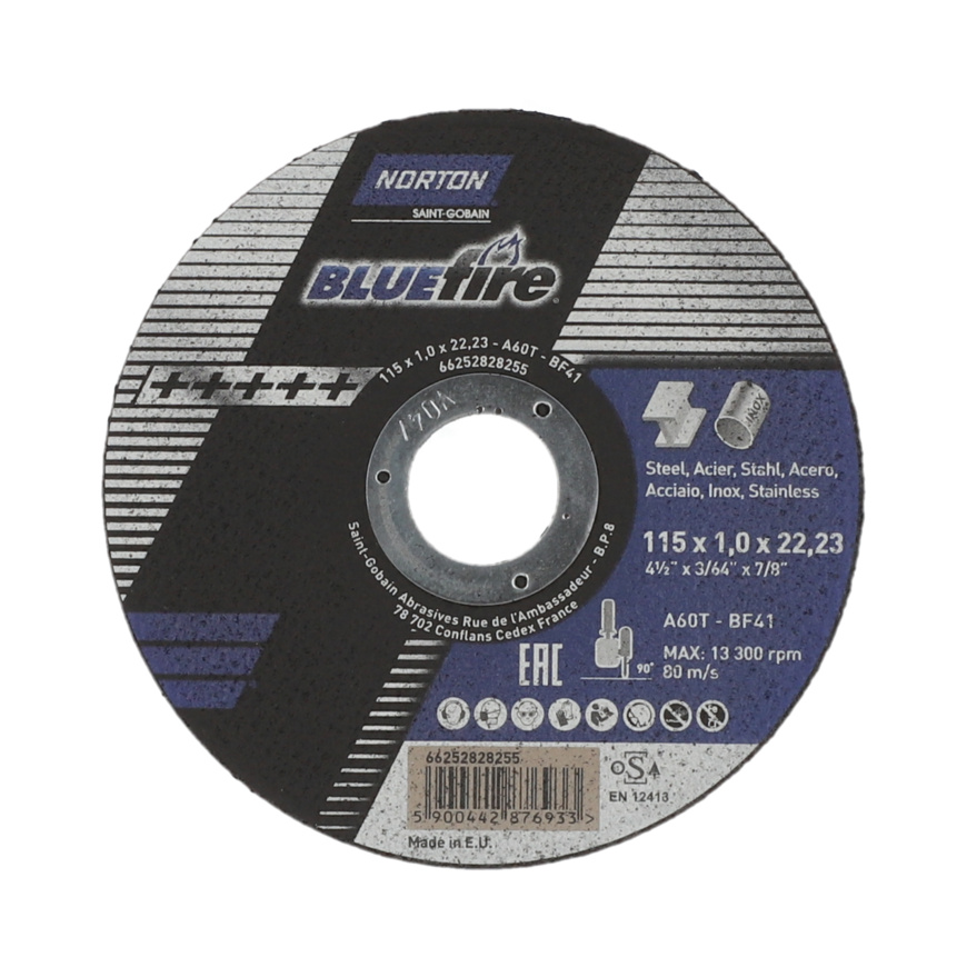 Norton Kappeskive Blue Fire Inox Nor A60t 115x1,0x22,23 T41