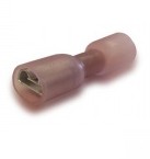 Kabelsko Rød Flatstifthylse m/krymp Helisolert 6.3mm  25-pk