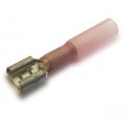 Kabelsko Rød Flatstifthylse m/krymp 6.3mm  25-pk TS1507FL