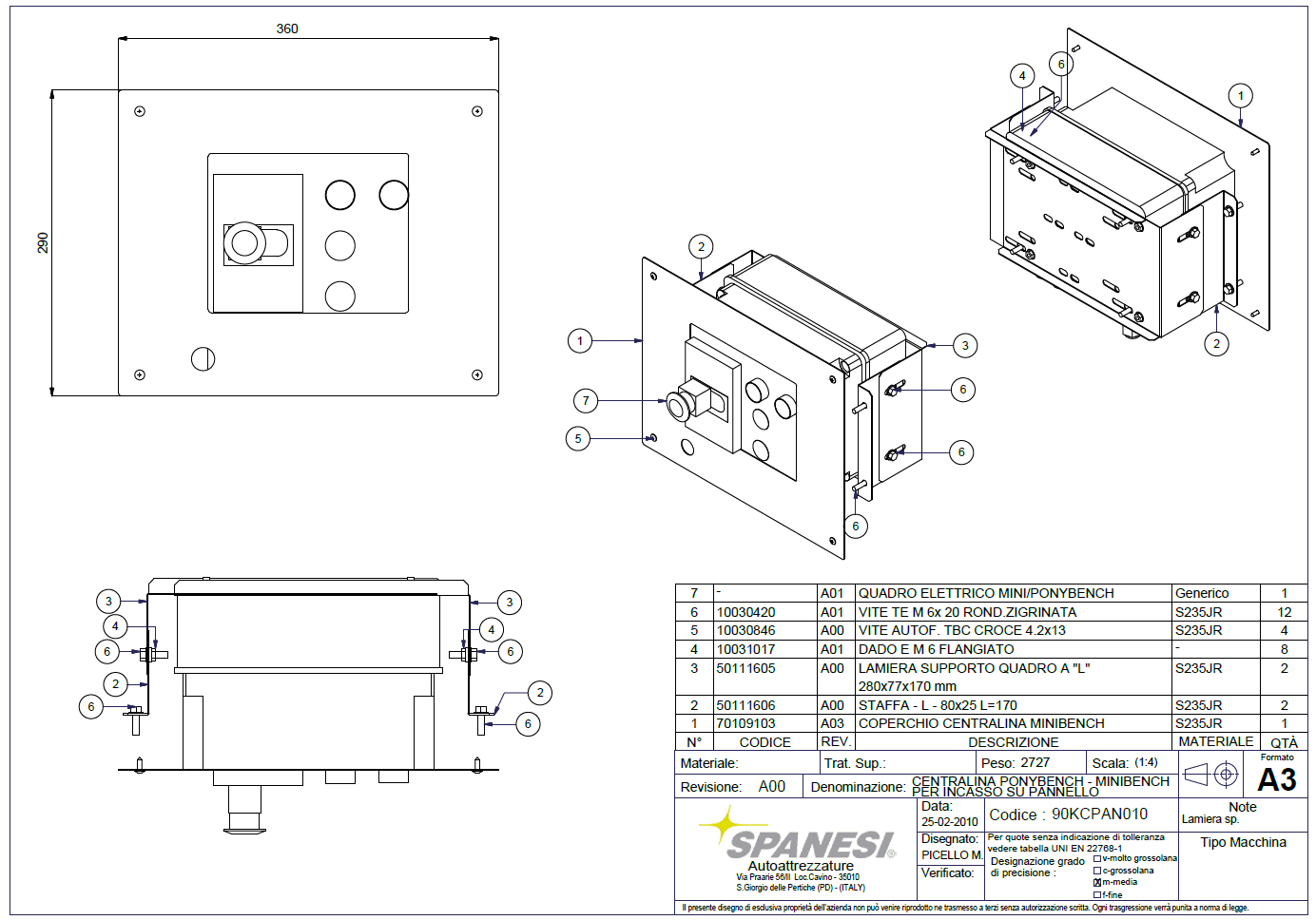 Spanesi kit for styrepanel løftebukk integrert i vegg