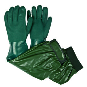 Hanske Vinyl/PVC m/lang påsveist mansjett str 9.5 65cm