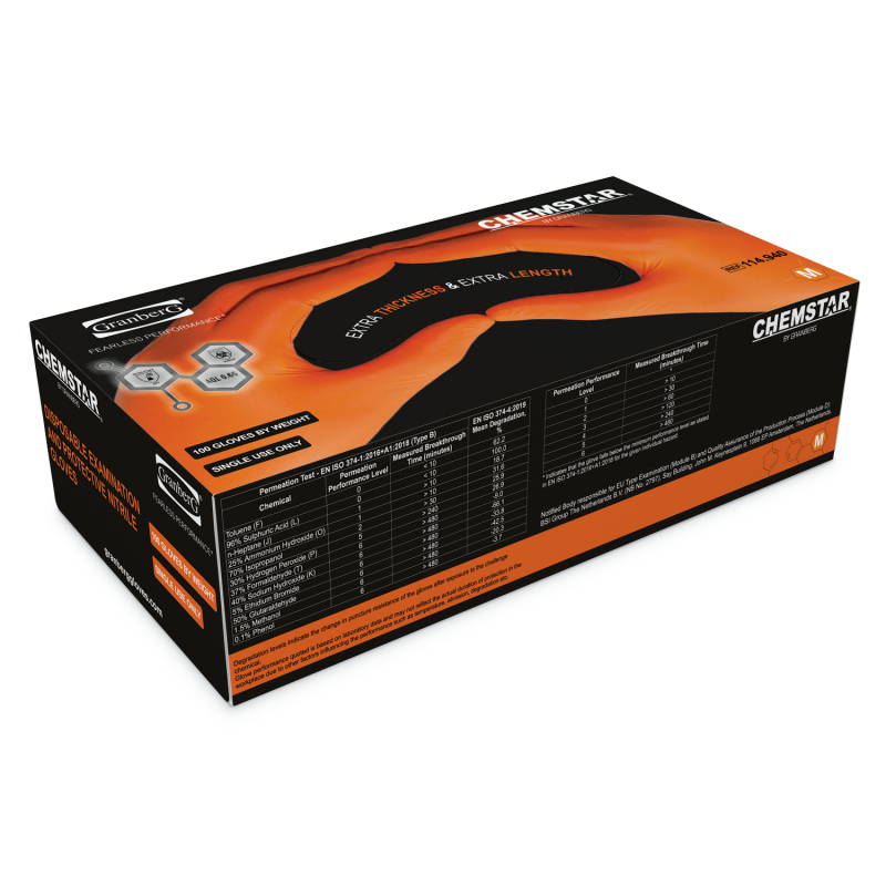 Hanske engangs nitril Orange, lang mansjett. - Bilde 2