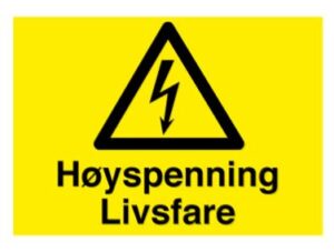Høyspenning Livsfare 210x148mm selvklebende