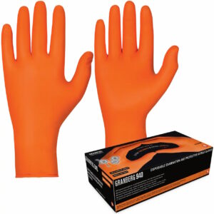 Hanske engangs nitril Orange, lang mansjett.